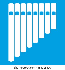 Pan flute icon white isolated on blue background vector illustration