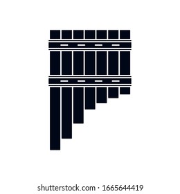 pan flute instrument silhouette style icon design, Music sound melody song musical art and composition theme Vector illustration