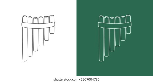Pan flute line drawing cartoon style  Woodwind instrument panpipe clipart drawing in linear style isolated white   chalkboard background  Musical instrument clipart concept  vector design