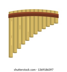 Pan flute music instrument color vector icon. Flat design