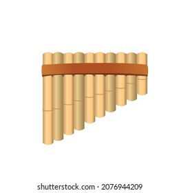 Pan flute musical instrument isolated on white background.Vector.