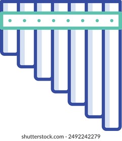 Pan Flute outline color vector illustration