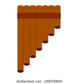 Pan flute or panpipes or syrinx. Folk musical instrument. Flat style. Vector illustration