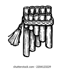 Pan flute vector illustration isolated on white background