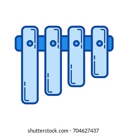 Pan flute vector line icon isolated on white background. Pan flute line icon for infographic, website or app. Blue icon designed on a grid system.