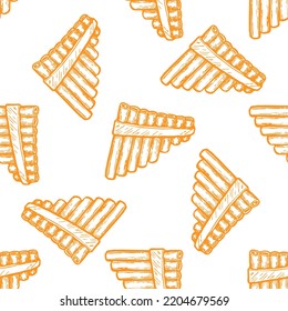 Pan flute vector seamless pattern