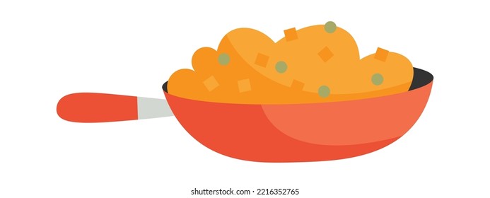 Pan with food flat illustration