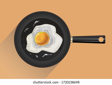 Pan with fried egg in background vector