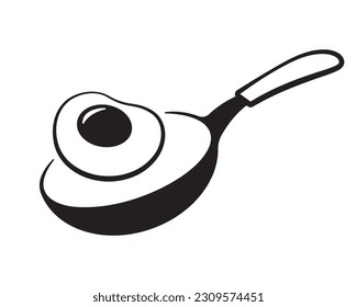 pan fried egg, cook in pan, logo for restaurant, vector