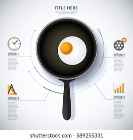Pan and fried egg infographics concept. cooking diagram concept. vector illustration.
