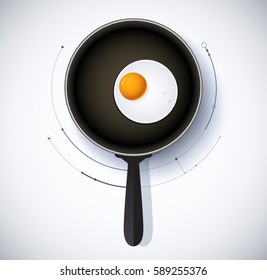 Pan and fried egg infographics concept. cooking diagram concept. vector illustration.