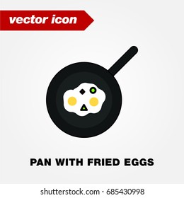 Pan with fried eggs icon abstract