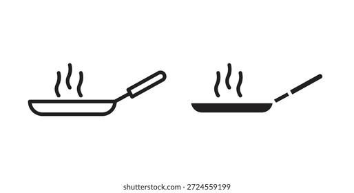 Icono de freír en la cacerola en estilo doodle y stroke.