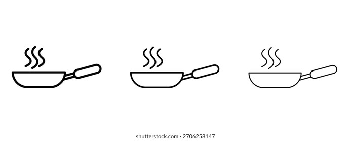 Pan frying icon linear style sign for mobile concept and web design.