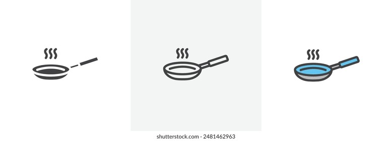 Pan frying icon symbol collection on white background.