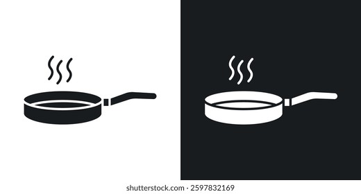 Pan frying icon symbol collection on white background.