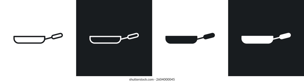 Pan frying icon symbol collection on white background.