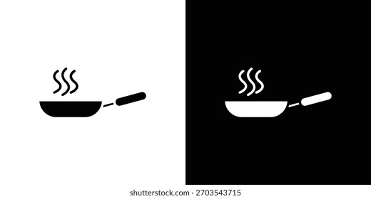 Pan frying icon. Vector illustration. Flat design.