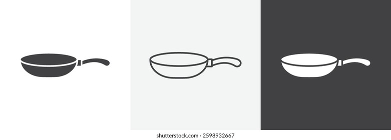 Pan frying icons in Thin line black color. flat simple vector symbols illustration.