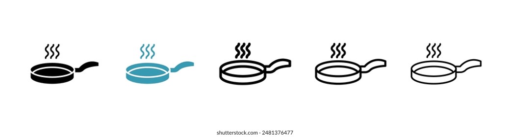 Pan frying line icon vector set.