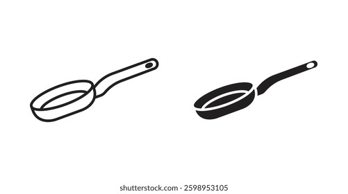 Pan frying vector line icon illustration collection.