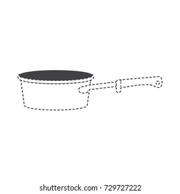 pan with handle black silhouette and dotted contour vector illustration