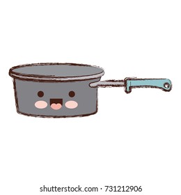 pan with handle colorful kawaii blurred contour vector illustration