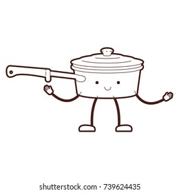 pan with handle and lid cartoon brown silhouette vector illustration