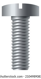 Pan head bolt. Slotted silver metal fastener