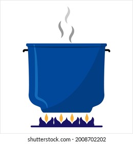 Pan-Heizungssymbol, Brunch Pan On Fire Icon Vektorgrafik-Illustration