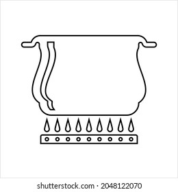 Pan Heating Icon, Frying Pan On Fire Icon Vector Art Illustration