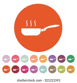 The pan icon. Barbecue and kitchen, cook symbol. Flat Vector illustration. Button Set