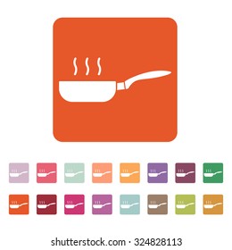 The pan icon. Barbecue and kitchen, cook symbol. Flat Vector illustration. Button Set