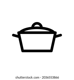 Pan icon. Black contour linear silhouette. Front side view. Vector simple flat graphic illustration. The isolated object on a white background. Isolate.