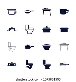 Pan icon. collection of 16 pan filled and outline icons such as toilet. editable pan icons for web and mobile.