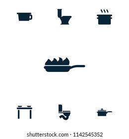 Pan icon. collection of 7 pan filled icons such as toilet. editable pan icons for web and mobile.
