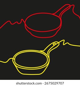 Icono de la cacerola. Símbolo de Vector de cocina. Forma de maceta roja. Detalle de fondo negro. Ideal para el diseño digital.