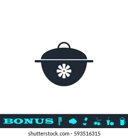 Pan icon flat. Black pictogram on white background. Vector illustration symbol and bonus button