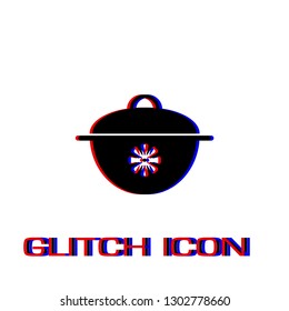 Pan icon flat. Simple pictogram - Glitch effect. Vector illustration symbol
