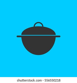 Pan icon flat. Simple vector black pictogram on blue background