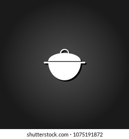 Pan icon flat. Simple White pictogram on black background with shadow. Vector illustration symbol