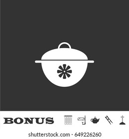 Pan icon flat. White pictogram on black background. Vector illustration symbol and bonus icons