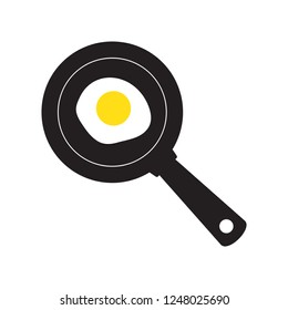 Pan icon with fried eggs on white background