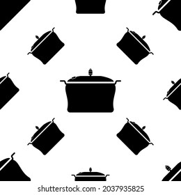 Pan Icon, Frying Pan Seamless Pattern Vector Art Illustration