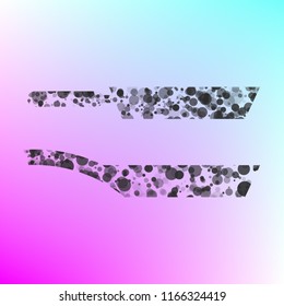 Pan icon illustration. Vector. Gray icon with bubbled texture at color background with pink and sky blue corners.