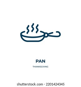 Pan-Symbol. Lineare Vektorgrafik aus der Thanksgiving-Kollektion. Umriss-Pan-Icon-Vektorgrafik. Dünnliniensymbol für Web- und mobile Apps, Logo, Printmedien.