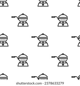 Patrón sin foco de icono Pan, Pan de fritura, Pan de cocina, Frypan, Ilustración de arte de vectores de destello