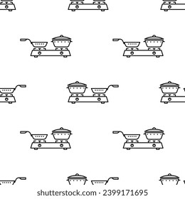 Pan Icon Seamless Pattern, Frying Pan, Cooking Pan, Frypan, Skillet Vector Art Illustration