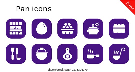  pan icon set. 10 filled pan icons. Simple modern icons about  - Kitchen, Egg, Eggs, Pot, Soup ladle, Pan, Frying pan, Ladle