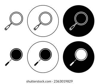 Pan icon set in black filled and outlined style. suitable for UI designs
